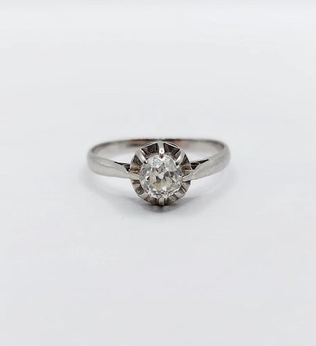 Bague 49.5 Art déco - Bague solitaire en platine et diamant taille ancienne 58 Facettes A05170