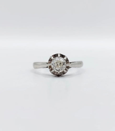 Bague 49.5 Art déco - Bague solitaire en platine et diamant taille ancienne 58 Facettes A05170