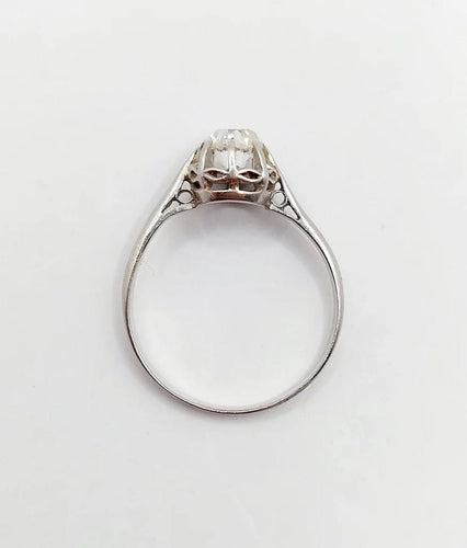 Bague 49.5 Art déco - Bague solitaire en platine et diamant taille ancienne 58 Facettes A05170