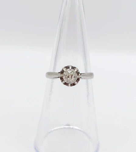 Bague 49.5 Art déco - Bague solitaire en platine et diamant taille ancienne 58 Facettes A05170