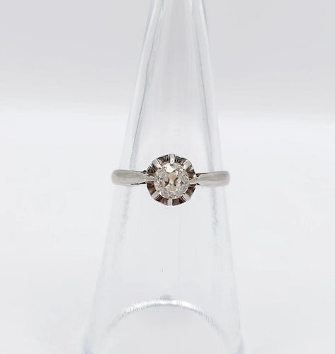 Bague 49.5 Art déco - Bague solitaire en platine et diamant taille ancienne 58 Facettes A05170