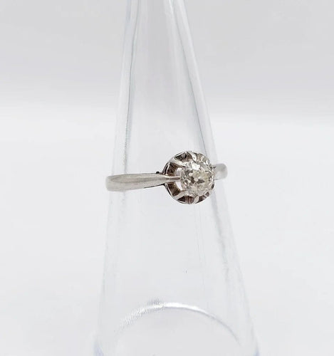 Bague 49.5 Art déco - Bague solitaire en platine et diamant taille ancienne 58 Facettes A05170