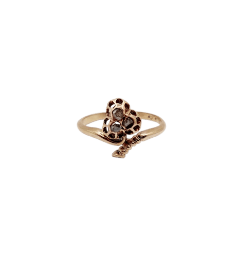 Bague 55.5 Bague victorienne trèfle en or rose 18k et diamants taille rose 58 Facettes A03066