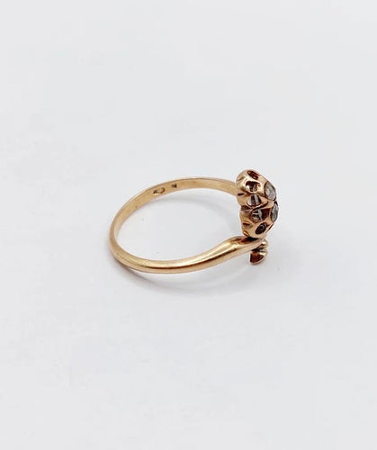 Bague 55.5 Bague victorienne trèfle en or rose 18k et diamants taille rose 58 Facettes A03066