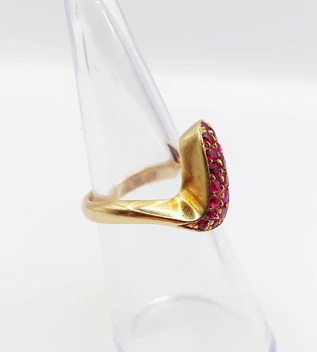 Bague 49 Bague jonc vintage en or 18k et rubis 58 Facettes A04058