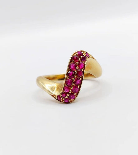 Bague 49 Bague jonc vintage en or 18k et rubis 58 Facettes A04058