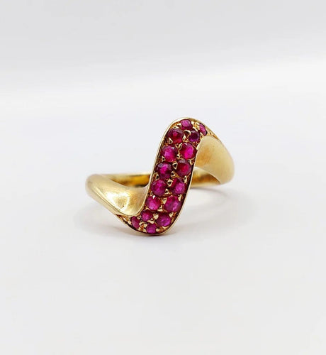 Bague 49 Bague jonc vintage en or 18k et rubis 58 Facettes A04058