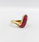 Bague 49 Bague jonc vintage en or jaune 18k pavée de rubis 58 Facettes A04058