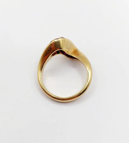 Bague 49 Bague jonc vintage en or 18k et rubis 58 Facettes A04058