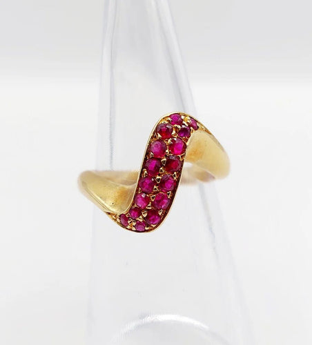 Bague 49 Bague jonc vintage en or 18k et rubis 58 Facettes A04058