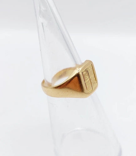 Bague 48 Chevalière antique en or 18k aux armoiries françaises 58 Facettes A03321