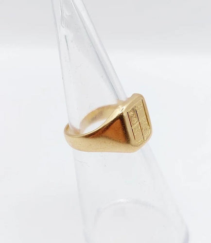 Bague 48 Chevalière antique - Bague chevalière en or jaune 18k aux armoiries françaises 58 Facettes A03321