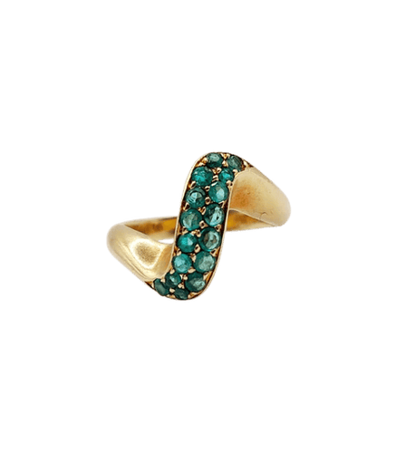 Bague 49 Bague jonc vintage en or 18k pavée d’émeraudes 58 Facettes A04057