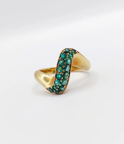 Bague 49 Bague jonc vintage en or 18k pavée d’émeraudes 58 Facettes A04057