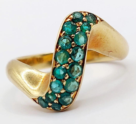 Bague 49 Bague jonc vintage en or 18k pavée d’émeraudes 58 Facettes A04057