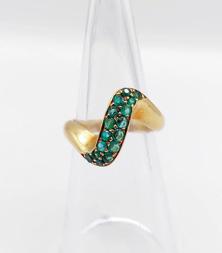 Bague 49 Bague jonc vintage en or 18k pavée d’émeraudes 58 Facettes A04057
