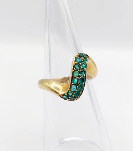 Bague 49 Bague jonc vintage en or 18k pavée d’émeraudes 58 Facettes A04057
