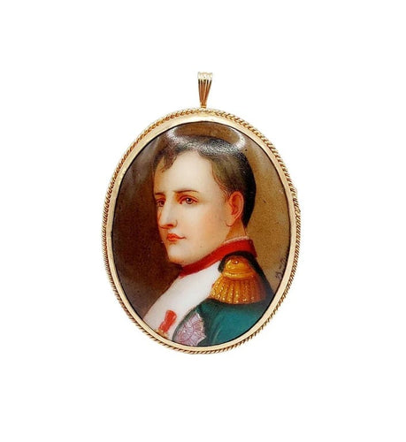 Pendentif Broche pendentif antique en or rose 14k avec porcelaine émaillée 58 Facettes A02447