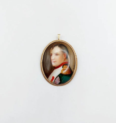 Pendentif Broche pendentif antique en or rose 14k avec porcelaine émaillée 58 Facettes A02447