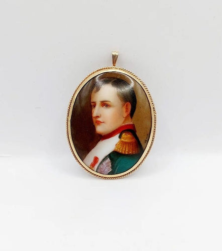 Pendentif Broche pendentif antique en or rose 14k avec porcelaine émaillée 58 Facettes A02447