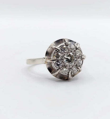 Bague 52 Bague fleur Art déco en or blanc 18k et platine, diamants 58 Facettes A04204