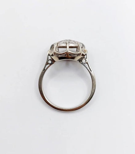 Bague 52 Bague fleur Art déco en or blanc 18k et platine, diamants 58 Facettes A04204