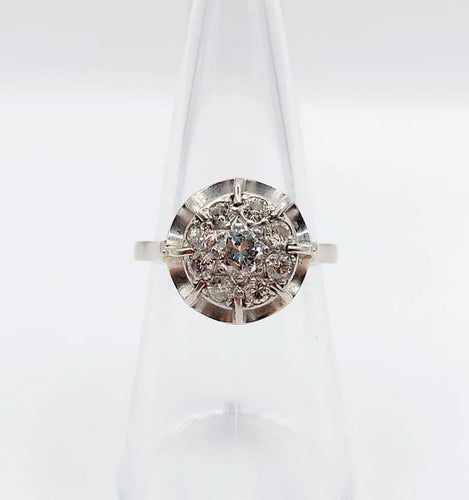 Bague 52 Bague fleur Art déco en or blanc 18k et platine, diamants 58 Facettes A04204