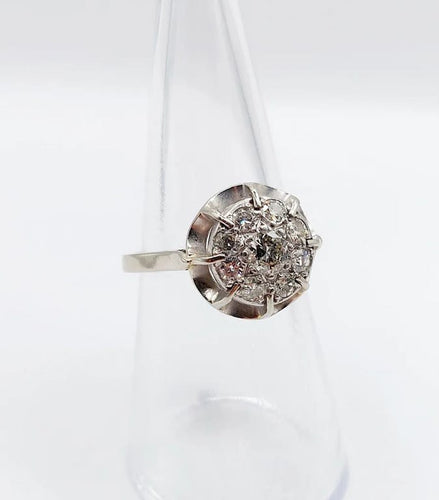 Bague 52 Bague fleur Art déco en or blanc 18k et platine, diamants 58 Facettes A04204