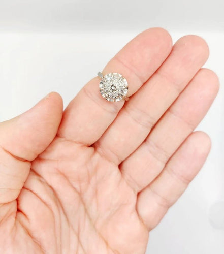 Bague 52 Bague fleur Art déco en or blanc 18k et platine, diamants 58 Facettes A04204