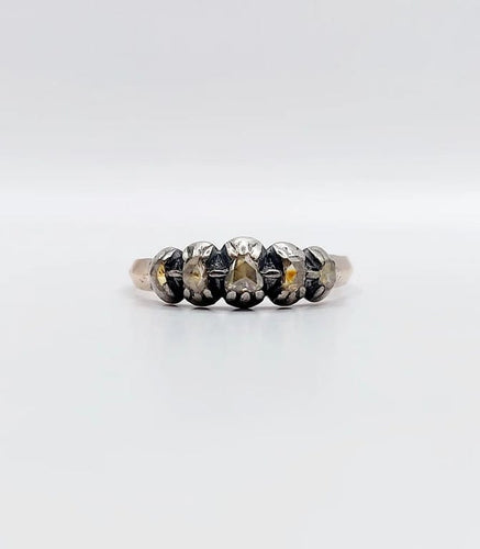 Bague 56 Bague victorienne en or rose 18k et argent aux diamants taille rose 58 Facettes A04231