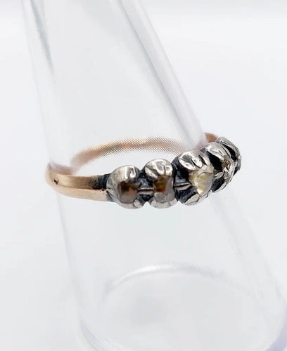 Bague 56 Bague victorienne en or rose 18k et argent aux diamants taille rose 58 Facettes A04231