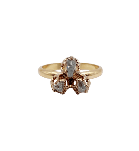 Bague 52 Bague victorienne trèfle en or rose 18k et diamants 58 Facettes A02570