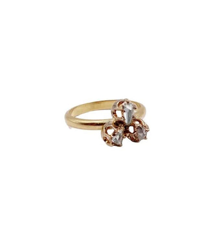 Bague 52 Bague victorienne trèfle en or rose 18k et diamants 58 Facettes A02570