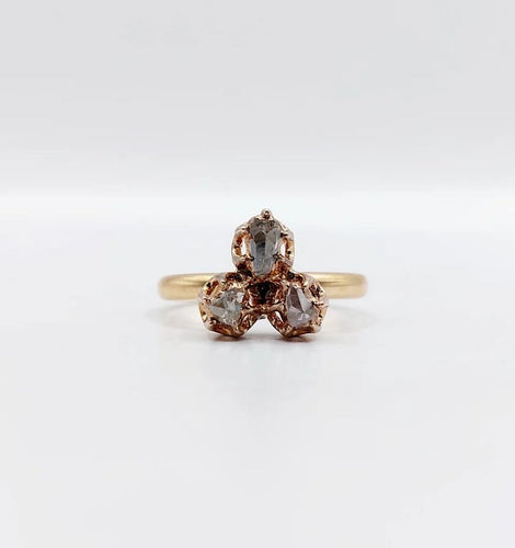 Bague 52 Bague victorienne trèfle en or rose 18k et diamants 58 Facettes A02570