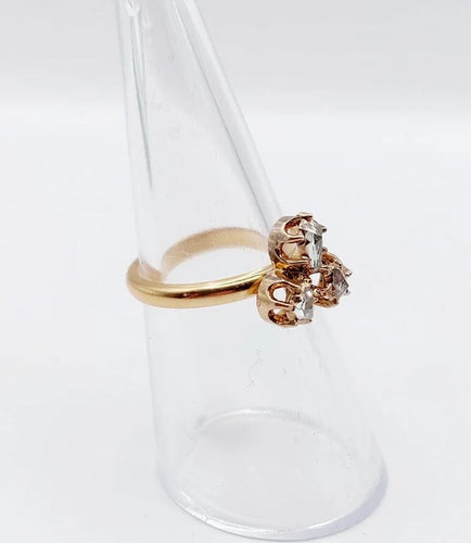 Bague 52 Bague victorienne trèfle en or rose 18k et diamants 58 Facettes A02570
