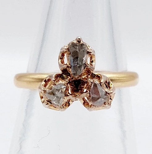 Bague 52 Bague victorienne trèfle en or rose 18k et diamants 58 Facettes A02570