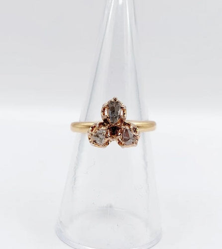 Bague 52 Bague victorienne trèfle en or rose 18k et diamants 58 Facettes A02570