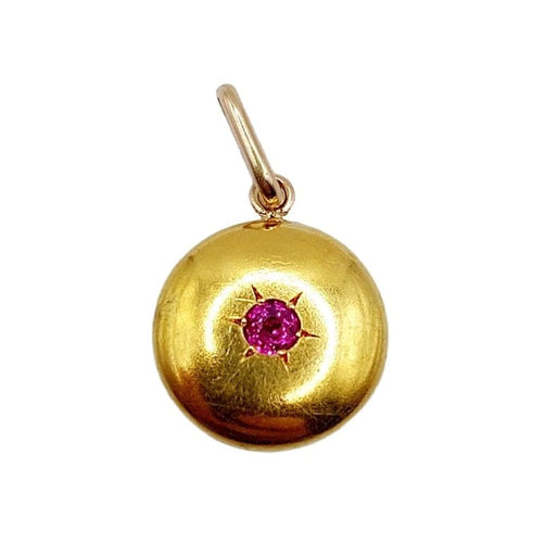 Pendentif Pendentif cible Art déco en or jaune 18k et rubis 58 Facettes A05694