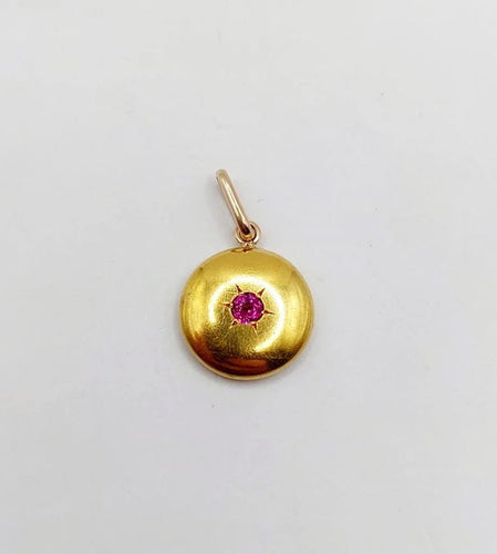 Pendentif Pendentif cible Art déco en or jaune 18k et rubis 58 Facettes A05694