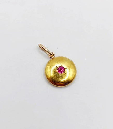 Pendentif Pendentif cible Art déco en or jaune 18k et rubis 58 Facettes A05694