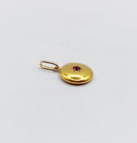 Pendentif Pendentif cible Art déco en or jaune 18k et rubis 58 Facettes A05694