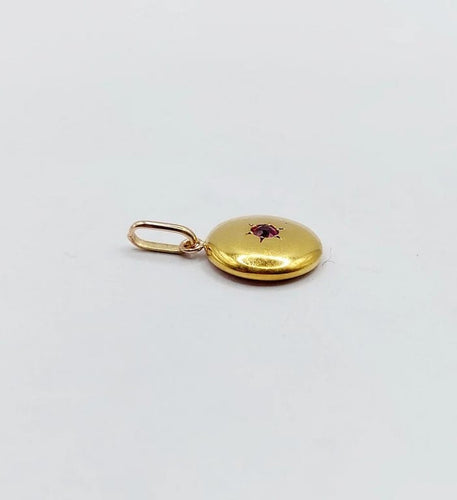 Pendentif Pendentif cible Art déco en or jaune 18k et rubis 58 Facettes A05694