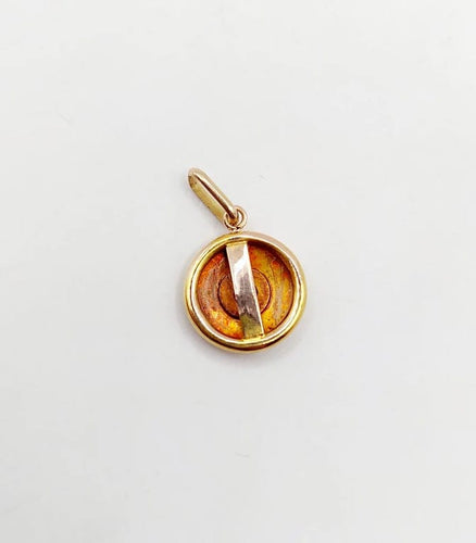 Pendentif Pendentif cible Art déco en or jaune 18k et rubis 58 Facettes A05694