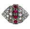 Bague 61 Bague dôme Art déco en or blanc 18k, rubis et diamants taille rose 58 Facettes A05805