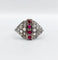 Bague 61 Bague dôme Art déco en or blanc 18k, rubis et diamants taille rose 58 Facettes A05805
