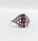 Bague 61 Bague dôme Art déco en or blanc 18k, rubis et diamants taille rose 58 Facettes A05805