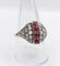 Bague 61 Bague dôme Art déco en or blanc 18k, rubis et diamants taille rose 58 Facettes A05805