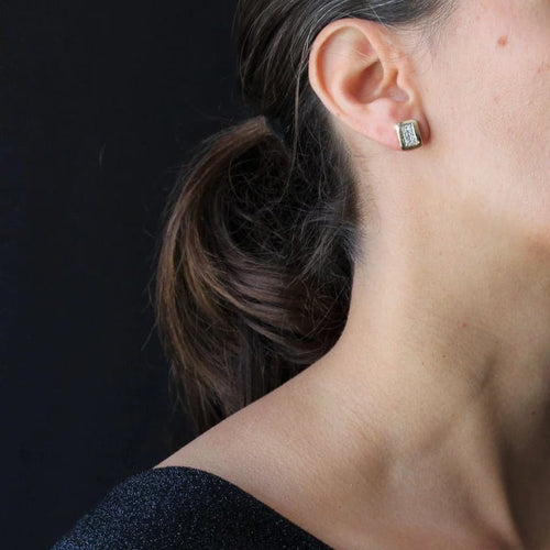 Boucles d'oreilles Boucles d'oreilles rectangulaires en or jaune 18 carats et diamants 58 Facettes 21-220B