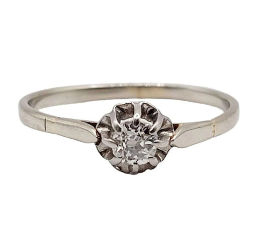 Bague 51 Bague solitaire Art déco en or blanc 18k avec diamant taille ancienne 58 Facettes A05998