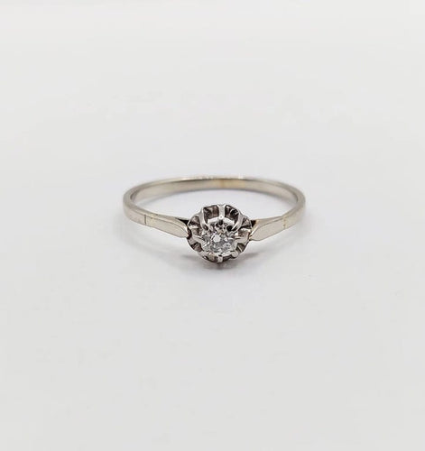 Bague 51 Bague solitaire Art déco en or blanc 18k avec diamant taille ancienne 58 Facettes A05998
